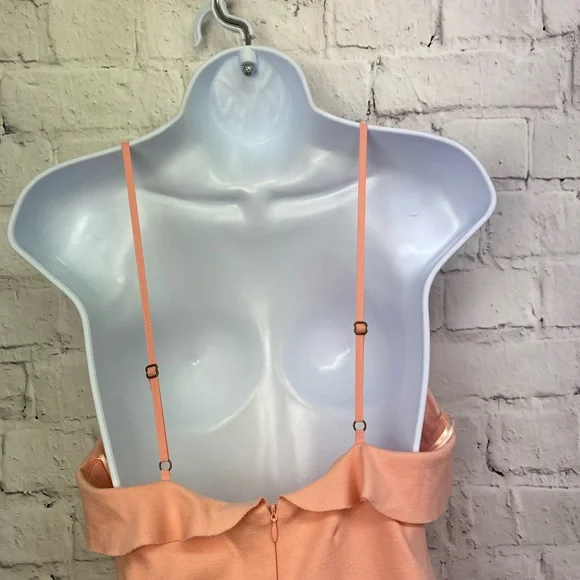 ZARA Peach apricot ruffle trim dress size L - Picture 3 of 4